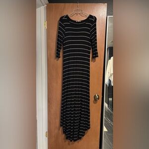Boutique black & grey striped maxi dress